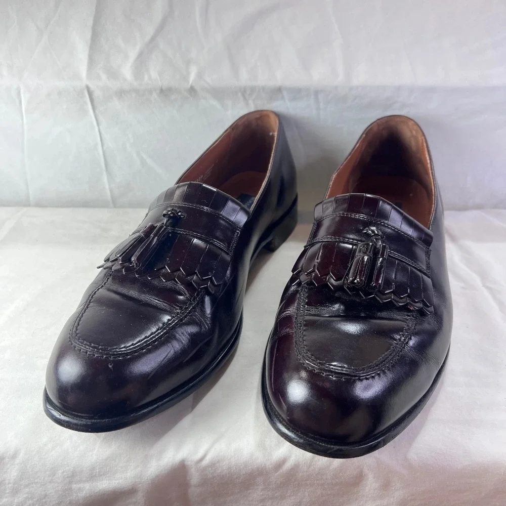 Bostonian Classics First Flex Mens Burgundy Leather Kiltie Tassel Loafers 20328